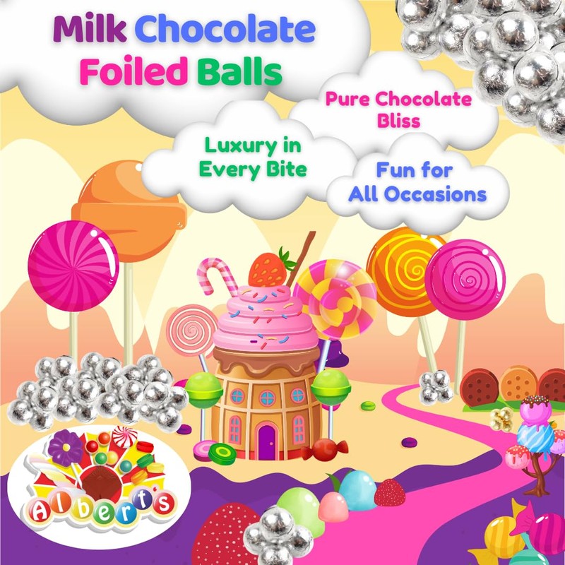 Albert's Candy Milk Chocolate Foiled Balls, 40 oz Bag, Party