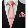 HISDERN Men's Wedding Ties and Pocket Square Tie Clip Set,
