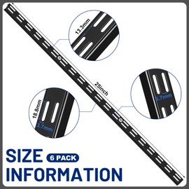 MorningRo 6 Pcs Dual Track Upright Wall Shelving System Heavy Duty Support System Twin Slot Shelf Rail Shelf Standards for Pantries Linen Closets Laundry Rooms(Black,25 Inch)