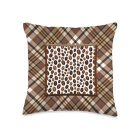 PK Designs Coffee Beans Border Brown Drip Caffeine Cold Brew Wake Up Throw Pillow, 16x16, Multicolor