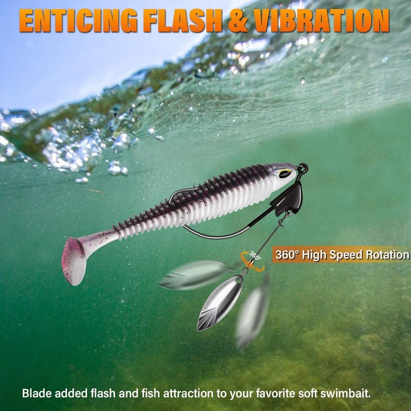 Dovesun Weighted Swimbait Hooks Underspin Weighted Fishing Hooks Weedless Worm