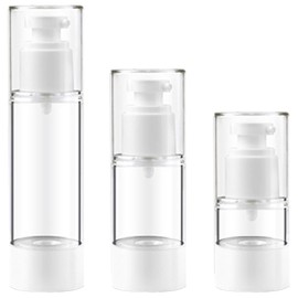 3Pcs Transparent Airless Pump Bottles Refillable Empty Clear Travel Lotion Pump Containers for Lotion Essence Toner
