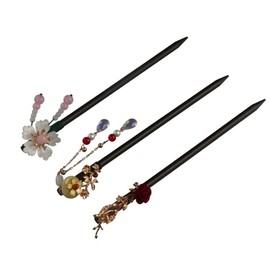 3 Pcs Wooden Vintage Flower Tassel Hair Sticks Handmade Chinese Style Hair Chopsticks Hairpins Elegant Hair Accessories for Women Girls