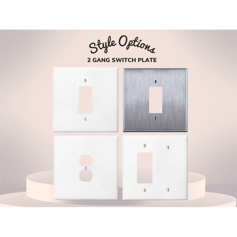 Oversized Metal Outlet Plate 5.5” Jumbo 2 Gang Duplex |