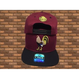 Unbranded El Gallo Giró Y Águila 2 Logos Hat Maroon Black SnapBack Mexico Federal El Chapo