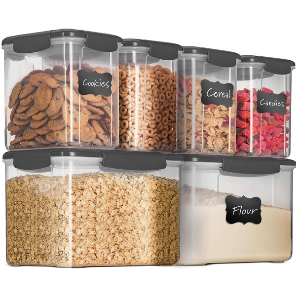 FINEDINE 12-Piece Airtight Food Storage Set for Kitchen - Flour, Sugar, Cereal (Grey)