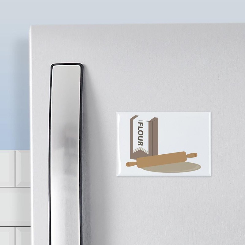 CafePress Rolling Pin & Flour Magnets Rectangle Magnet, 3"x2" Refrigerator