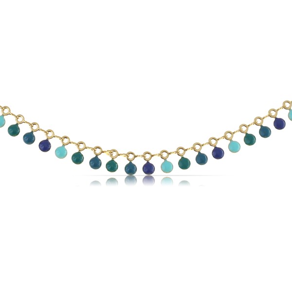 Made by Nami Women's Gold Necklace with Hanging Beads Platelets