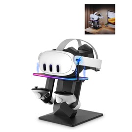 Charging Dock Compatible with Meta Quest 3 Charging Dock with RGB Lighting, Adjustable Brightness, and 14 Light Effects, Type-C Charging Port, Compatible with Meta Quest 3S/3/2 Charging Dock