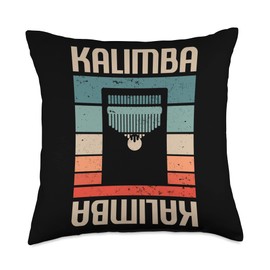 Kalimba Instrument Gift For A Kalimba Player Retro Vintage Classic Kalimba Player Instrument Throw Pillow, 18x18, Multicolor