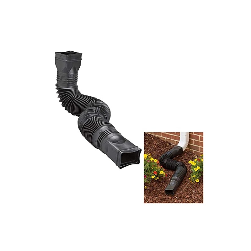 Black Flexible Downspout Extension Gutter Connector Rainwater Drainage