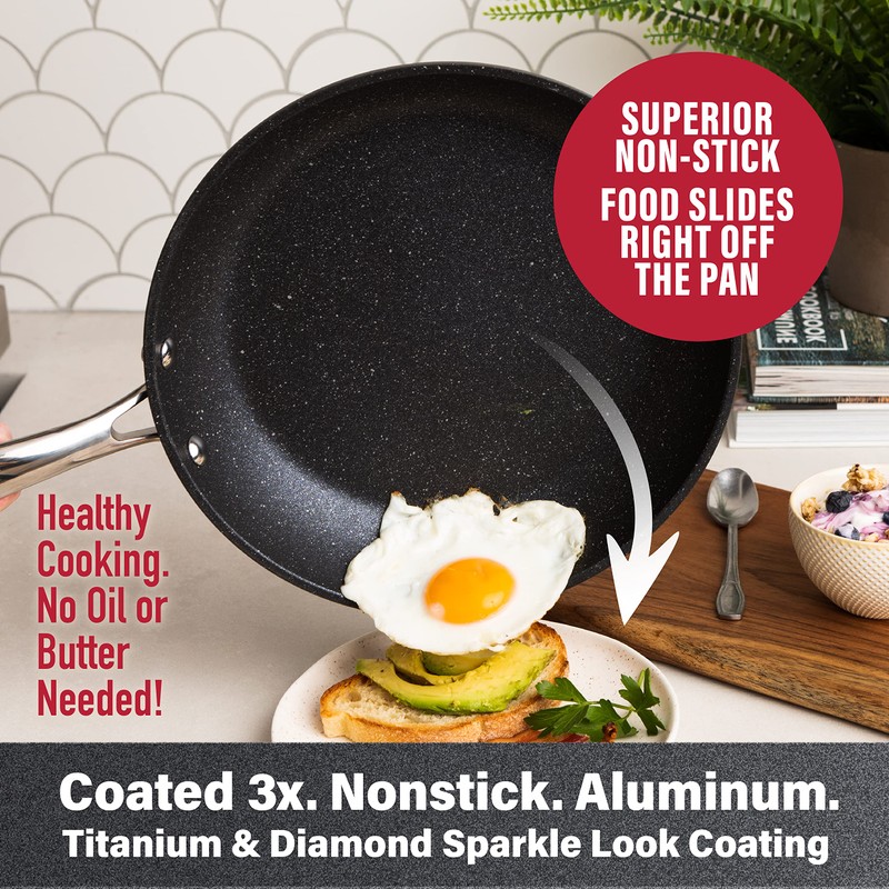 Granitestone Original 10 Piece Nonstick Cookware Set, Scratch-Resistant, Granite-Coated, Dishwasher