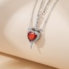 TANTIUE Couples Necklace 14K Gold Plated Sword and Heart Necklace