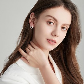 6 Pairs Sterling Silver Stud Earrings Set for Multiple Piercing Small Cartilage Hoop Earring Tiny Trio Cubic Zirconia Stud Daisy Hoop Earrings Unisex Sleeper Huggie Hoop for Women Men Girls Kids