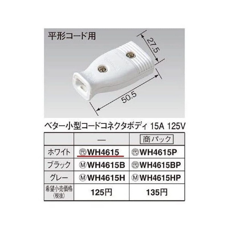 Panasonic WH4615 Better Small Cord Connector Main Unit, For Flat