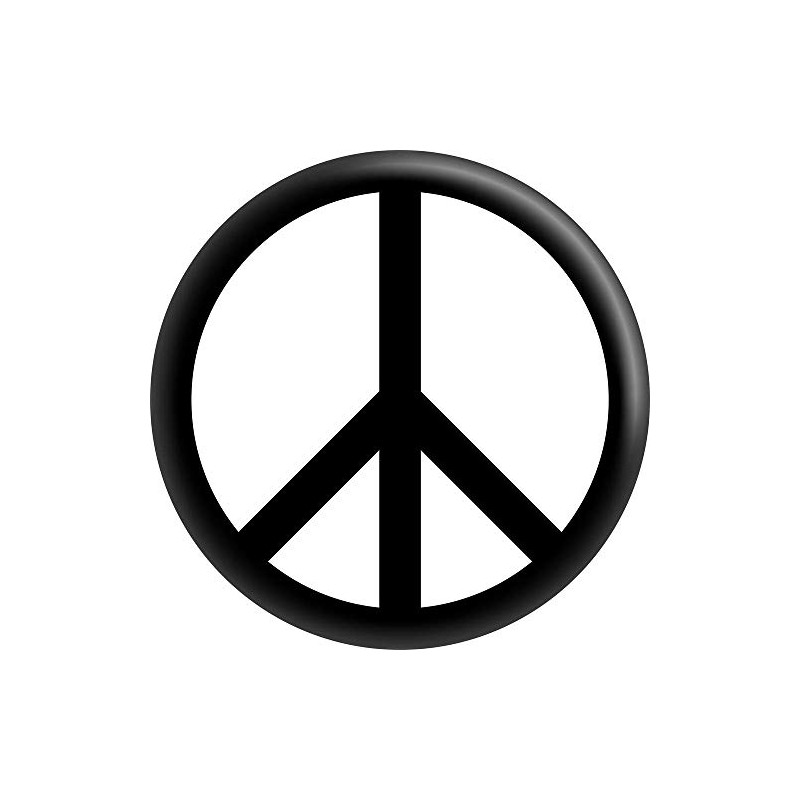 Peace Sign - Black On White - 2.25" Round Magnet