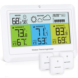PENTASPI Weather Station Wireless Indoor Outdoor with 3 Sensors, Home Weather Stations Digital Thermometer Humidity for Home with Alert, Barometer Pressure, Backlight, Forecast Station