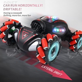 Hylukon Ferngesteuertes Auto, 2,4 GHz RC Stunt Auto, RC Stunt Drift Car Sprühauto mit Funktion zur seitlichen Bewegung, Atemlicht, Verformung, beidseitigem Fahren, Armbanduhr, Stunt Car