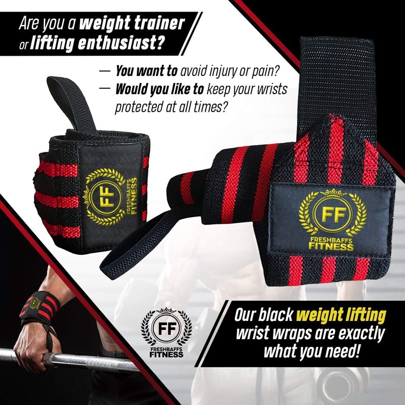 Freshbaffs Weight Lifting Wrist Support 1 Pair, 2 Wraps -