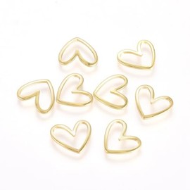 DanLingJewelry 50Pcs Golden Color Hollow Heart Linking Rings Brass Love Heart Frame Connector Links Charms for DIY Crafts Jewelry Making