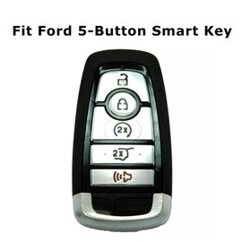 iJDMTOY Black Soft Silicone Key Fob Cover w/ Iconic Red/White/Blue US Flag Stripes Compatible with Ford 2018-up Mustang Raptor F150 F250 Explorer Expedition, 2021-up Bronco 5-Button Smart Key