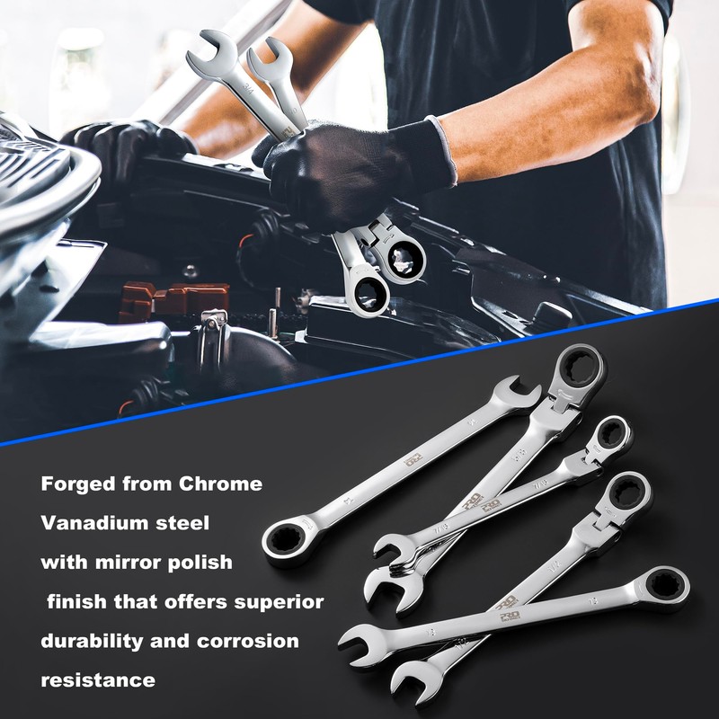 Prostormer Ratcheting Combination Wrench Set, 20-Piece SAE & Metric Wrench