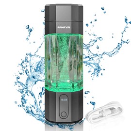 RAMIFYAI 2024 New Upgrade 10000PPB Hydrogen Water Bottle Seven Colorful Light Double Anti-Slip and Leak-Proof Hydrogen Water Generator with Pressure Relief Valve (Gray)