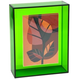 HappyDino 8x10 Acrylic Neon Floating Picture Frame Wall Desk Bright Full Colored Decorative Photo Frame for Wall Mounting Tabletop Gallery Display, Turquoise Green