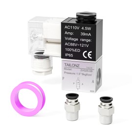 TAILONZ PNEUMATIC 1/4 Inch BSP 110V 2-Way Normally Closed Electric Air Solenoid Valve 2v025-08 Junction Box