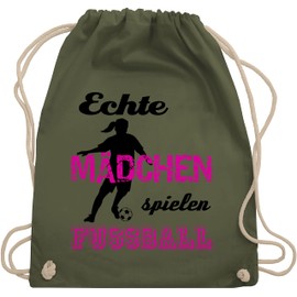Shirtracer - Gym Bag Backpack - Football Euro 2024 - Real Girls Play Football - Black, 12 Olive Green