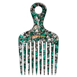 MANETURAL 14MX Long-Tooth Comb/Afro Hair Lift Combs for Women's Curls and Men's Beards - Hand-Made, Hand-Crafted Beauty for Effortless Styling (Green, 2PACK)