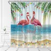 ASVEAS Christmas Flamingo Shower Curtain Tropical Bird Pine Tree Santa
