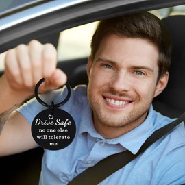 10 Year Anniversary Keychain Gifts for Him, Drive Safe Keychain for Him Boyfriend, White Elephant Gifts Stocking Stuffers for Men Boyfriend, Boyfriend Gift Ideas, Anniversary Wedding Gifts for Men