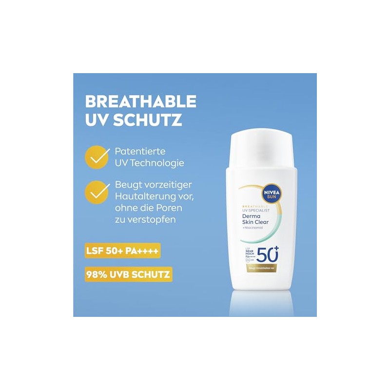 NIVEA SUN UV Gesicht Experte DermaSkin Clear UV-Fluid 50+ 40ml