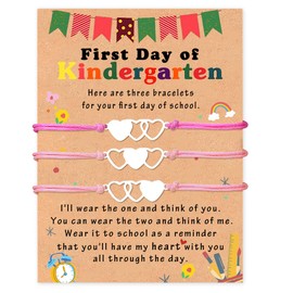 Smilebelle First Day of Kindergarten Bracelet Mommy and Me, 3PCS First Day of Kindergarten Gift Matching Back to School Outfits for Girls, 1st day of school Gifts as PreK Bracelets for Daughter