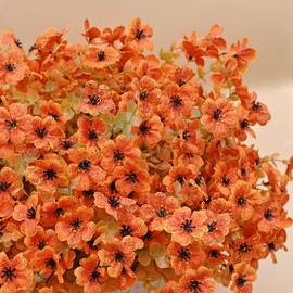 LADADA 12 Bouquets Autumn Artificial Flowers for Outdoor Indoor Garden Home Decoration,Fake Indoor Outdoor Greenery for Thanksgiving Christmas Wedding Party Home Garden Fireplace Décor（Yellow Orange）