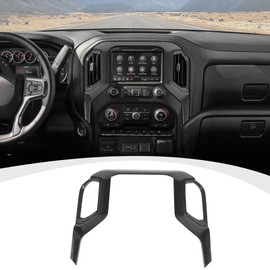 RAZPOY for Silverado Navigation Panel Cover, Center Console Dashboard GPS Navigation Screen Panel Trim Compatible with 2019-2021 Chevy Silverado & 2019-2022 GMC-Sierra, Carbon Fiber
