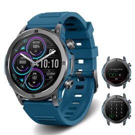 FreshFun Smartwatch 1.43" AMOLED con Llamada Bluetooth, Reloj Inteligente Hombre Impermeable IP67, Monitor de Frecuencia Cardíaca/Oxígeno en Sangre/Sueño, 100+ Modos Deportivos para Android/iOS, Azul