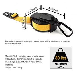 Adjustable Rope Hanger Ratchets Retractable Ratchet Tie Down Straps Rope Pulley System for Hanging Plants Grow Light Tents Various Tie Down Uses 30 lbs Weight Capacity(Yellow)