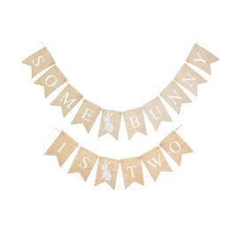 Swanky Party Box | Pink Some Bunny Is Two Banner | Easter Second Birthday Party Decor