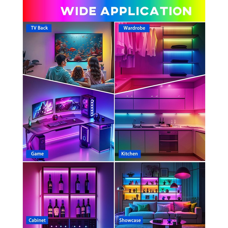 LED Strip Lights 4 Pre-Cut RGB Led Light Strip With