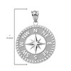 .925 Sterling Silver Navigation Compass 1 Pendant Necklace, 20