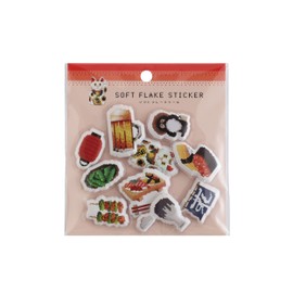 Pixelook Japanese Izakaya Food Soft Flake Stickers – 10 Puffy Pixel Art Labels with 3D Texture | Retro Japanese Pub Theme | Decorative Stickers for Journals, Planners & Scrapbooking