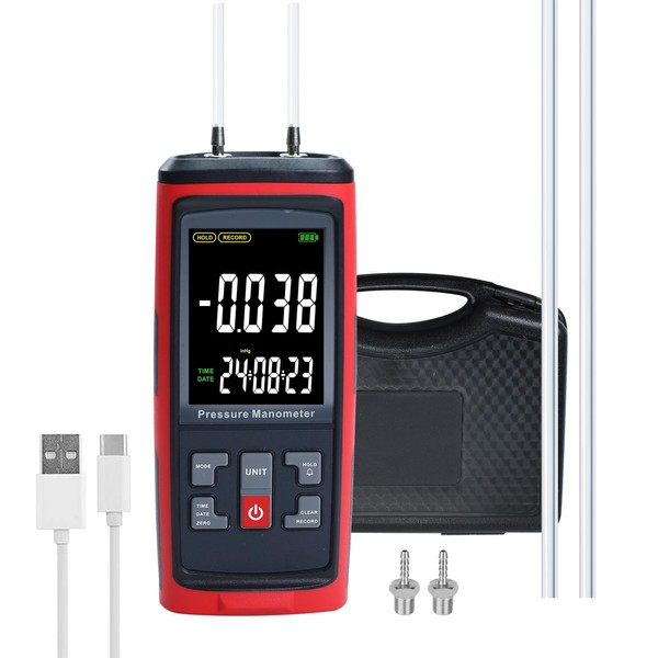 Manometer Data Logger, Dual-Port Digital Manometer Gas Pressure Tester Support
