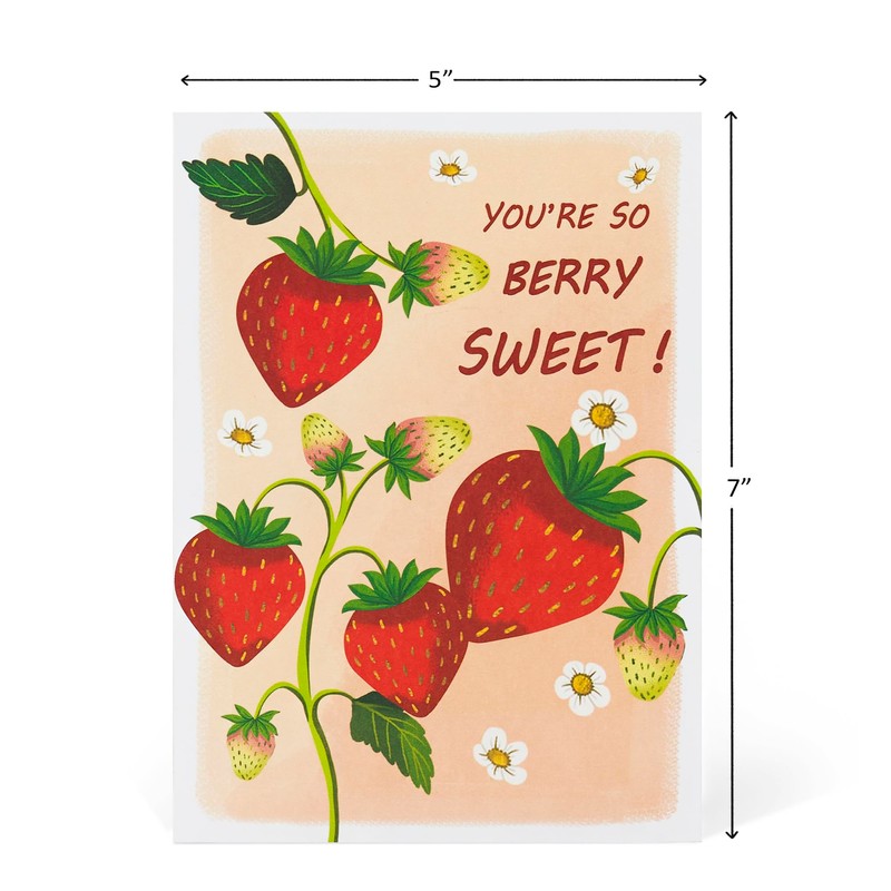 POPWOW Strawberry Pop Up Card, Strawberries Basket with Flower, Elegant