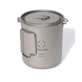 S'more Titanium Hanging Pot Titanium Mug Cup Camping Pot Camping Barbecue Hanging Pot Straight Fire Single Titanium Mug with Lid Ultra Lightweight Compact Folding Handle 25.4 fl oz (750 ml)