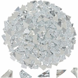 Yazikisa 1.1 lb Irregular Glass Mosaic Tiles for Crafts Bulk Silver Mirror Broken Tile Pieces Adults Kids Handmade DIY Art Making Supplies Scraps Flowerpots Vases Decoration