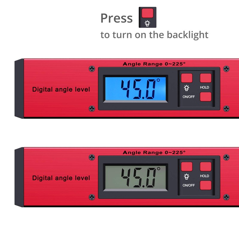 Proster 0~225° LCD Digital Protractor Spirit Level Angle Finder Gauge