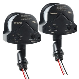 TREEWELL 2 Pack 240-Degree Replacement Motion Detector, Adjustable Delay Time & Detection Sensitivity Up to 60 Feet Range, 3 Working Modes Pir Motion Sensor for Security Floodlight, Black, UL Listed