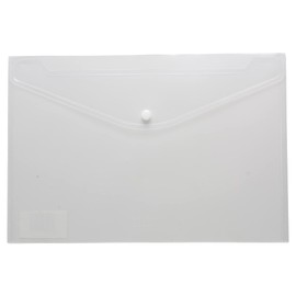 eco-eco A4 50% Recycled Clear Transparent Press Stud Popper Wallet, Plastic Folders 310x238mm (Pack of 25), 200mic, eco111x25